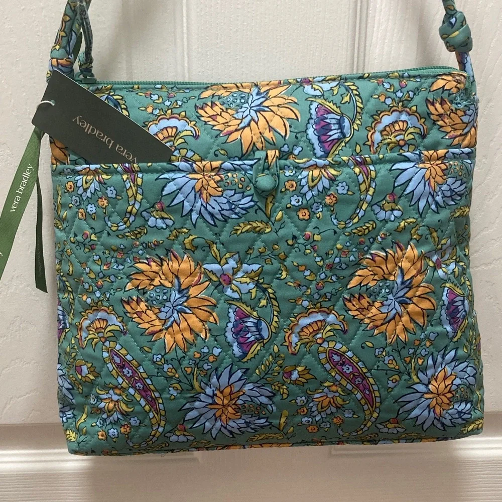 Vera Bradley Teal and Yellow Floral Shoulder Bag